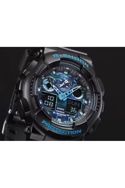 G-SHOCK Men's Analog-Digital Blue Dial Watch - GA-100CB-1A