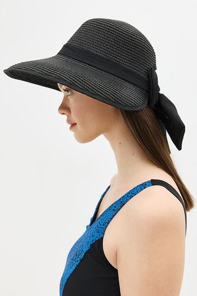 C&City Straw Beach Hat with Brim Y25730-27 Black