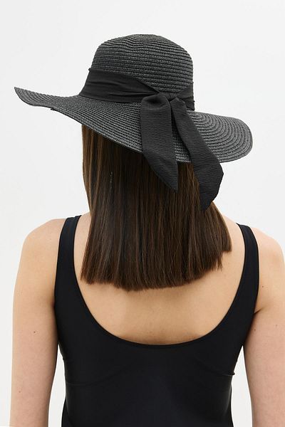 C&City Wide Brim Straw Beach Hat Y25730-10 Black