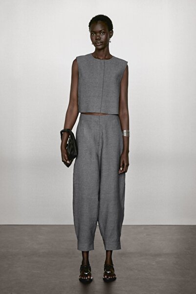 Massimo Dutti Keten karışımlı kısa yelek