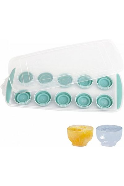 Taozoey Ice Cube Tray With Lid, Plastic, Green, 30 X 12.5 X 2 Cm