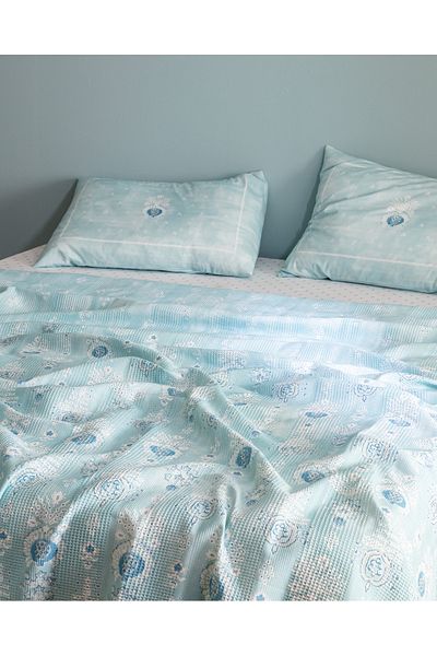 Madame Coco Σετ Lemien King Size 100% Βαμβάκι Karde Εκτυπωμένη Πικέ - Μέντα Πράσινο