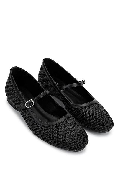 Tamer Tanca Women's Genuine Leather Black Ballerina Shoes