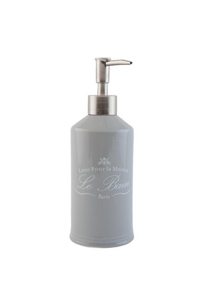 Clayre & Eef Grey ceramic soap dispenser Le Bain Ø 7x20 cm 0.35 L
