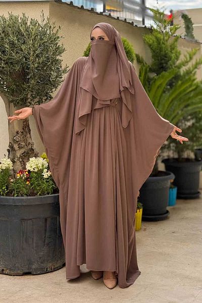 Bym Fashion Yarasakol Waist Belted Veil, Shawl Dress 6038 Mink
