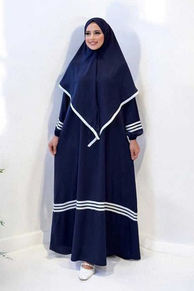 Bym Fashion Shawl Dress Double Set 6036 Navy Blue