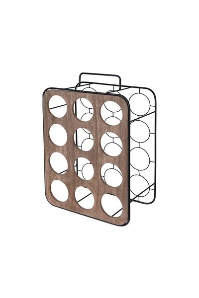 Excellent Houseware Suport vin Charlly pentru 12 sticle, lemn și metal, 37,5 x 18 x 55 cm