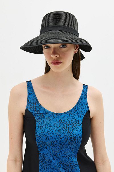C&City Straw Beach Hat with Brim Y25730-27 Black