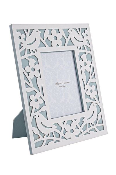 Bizzotto Bird Model Wooden Table Photo Frame White Blue 21 cm x 27 h