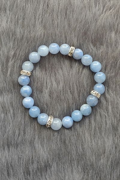 Chavin Elastic Natural Aquamarine Stone Women's Bracelet Ey20
