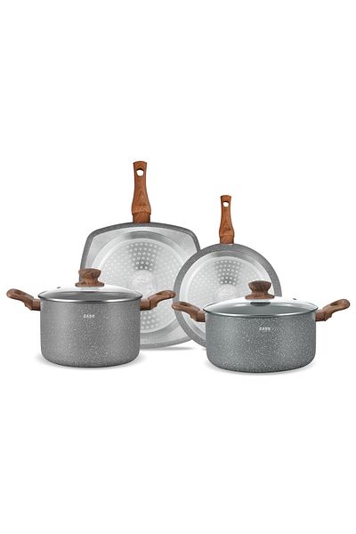 Zass Gourmet Zg-acs 05 Marbled, Non-stick, Die-cast Aluminum Cookware Set, Gray