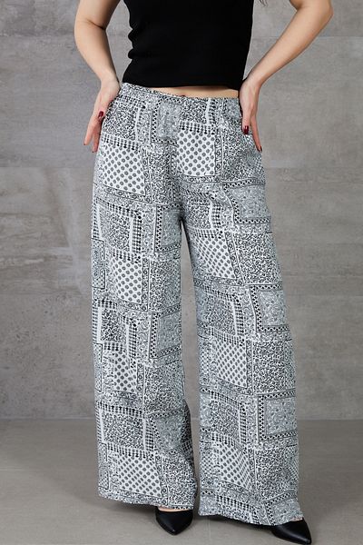 DPARİS Ethnic Pattern Wide Leg Trousers