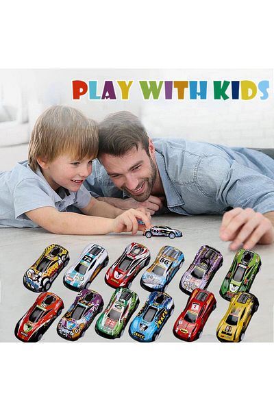 GLOBO Set of 26 multi-colored metal cars with pullback system, Globo, for children, +3 years