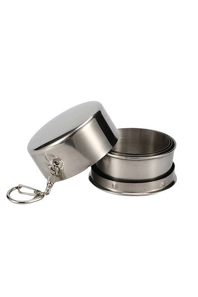 SPELT Folding Stainless Steel 150ml Mini Cup Portable with Lid Camping Travel Outdoor Keychain