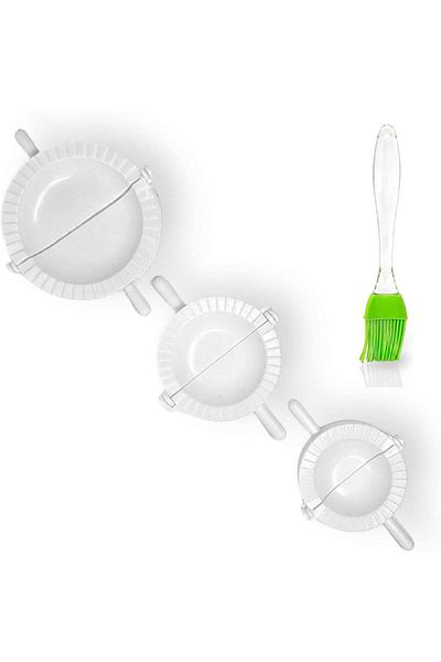 OFERTAS Y REBAJAS Set de 3 forme pentru găluște și o pensulă OFERTAS Y REBAJAS, plastic, alb, 7/8/10 cm