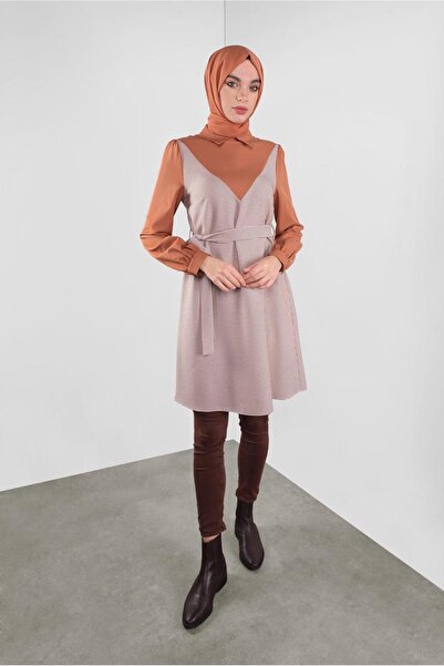 Alvina Туника с шарки и колан на талията - Houndstooth 41135