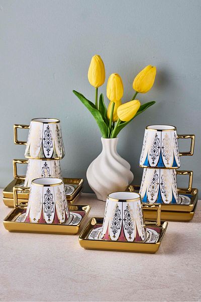 Perotti Ottoman 6-Person Porcelain Coffee Cup Set