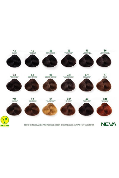 Neva Naturalis Permanent Hair Color – Vegan, Ammonia-Free, Long-Lasting, 100% Gray Coverage, Organic