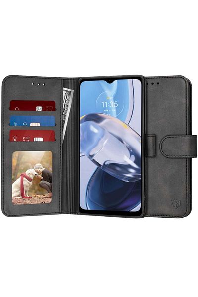 SKYDDAR INNOVATION Case for Motorola Moto E22 / Moto E22i, Diary Book, book type, with Inner Wallet, Black, sticker set