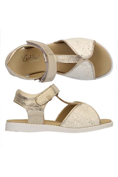 Bebbini Talia-Gold Sequin Genuine Leather Girls' Sandals