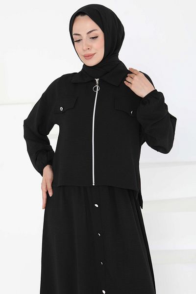 TOFİSA Zipper Detail Dress Suit Black - 27178