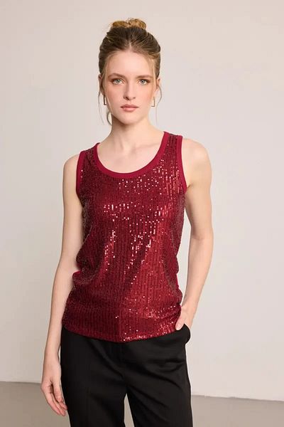 Gusto Μπλούζα με παγιέτες - Claret Red