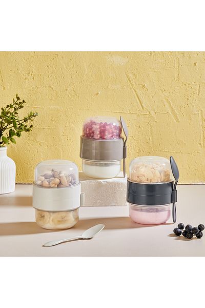 QLUK Portable 200 ml container for breakfast with yogurt, oatmeal, chia or cereal