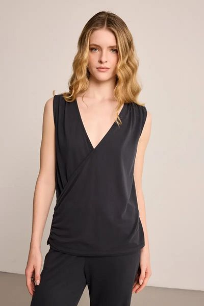 Gusto Μπλούζα Wrap Cut Modal - Μαύρη