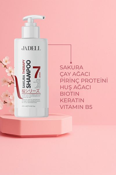 JADELL Sakura Therapy Shampoo 7Active (Sakura Flower, Biotin, Keratin, Vitamin B5) Repairing Nourishing Shampoo