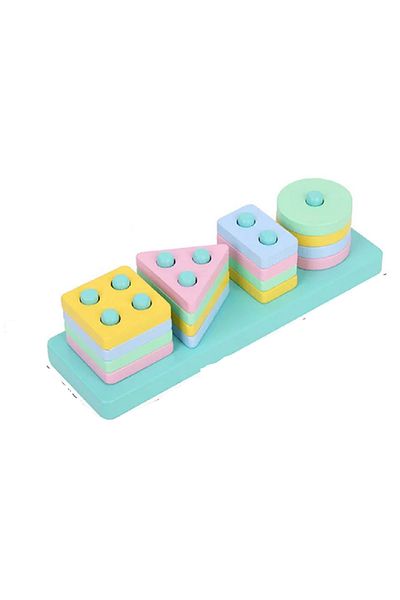 rexa Wooden Shape Colour Sorting Preschool Stacking Blocks Toddler Puzzles