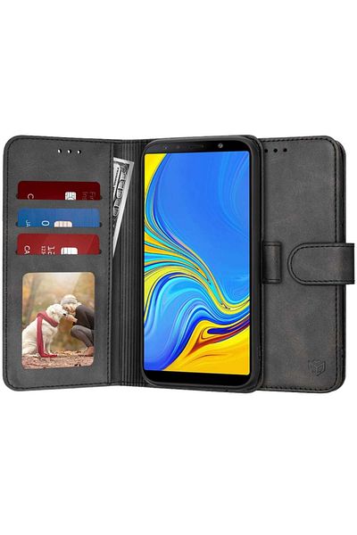 SKYDDAR INNOVATION Case for Samsung Galaxy A7 2018, Diary Book, book type, with Inner Wallet, Black, sticker set