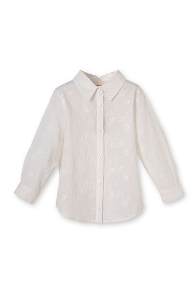Patique Kids Cămașă pentru fetiță din bumbac cu model broderie albă