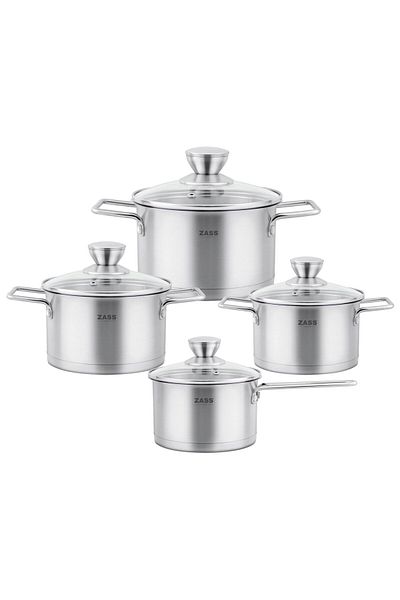 Zass Stainless steel pot set with lid Zass Gourmet ZG-SCS 03 Silver