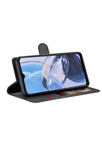 SKYDDAR INNOVATION Case for Motorola Moto E22 / Moto E22i, Diary Book, book type, with Inner Wallet, Black, sticker set