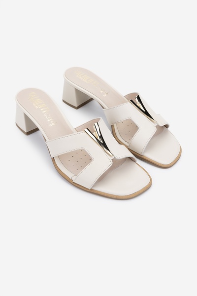 Valmenti Women's Genuine Leather Cream Comfort Slippers