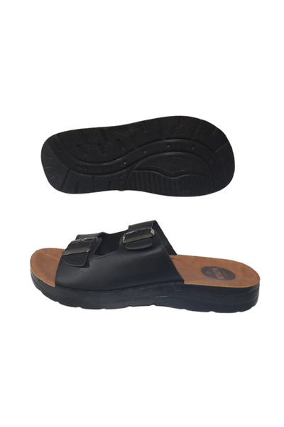 VİZYON Мъжки черни чехли с катарами Battal Vision, голям размер