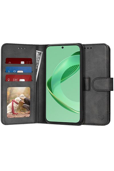 SKYDDAR INNOVATION Husă pentru Huawei nova 11 SE / nova 12 SE, jurnal, tip carte, portofel interior, neagră, set autocolante