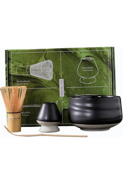 fulina 4-Piece Premium Ceramic Matcha Bowl & Chasen Stand Set,Experience Elegance Tradition Tea Ceremonies