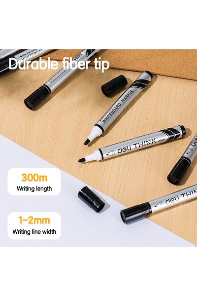 Deli Deli EU00120 Whiteboard Marker Black – 12pcs/box – ideal for whiteboards and smooth surfaces