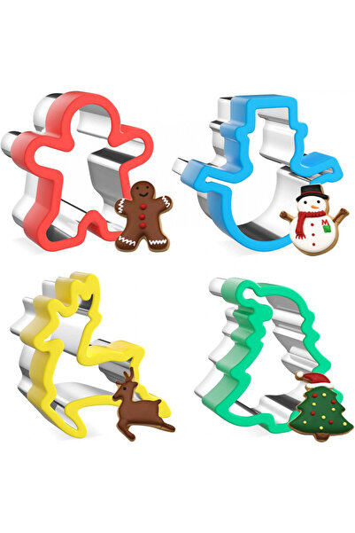 Joyoldelf Комплект от 4 форми за бисквити Joyoldelf, неръждаема стомана/полип...