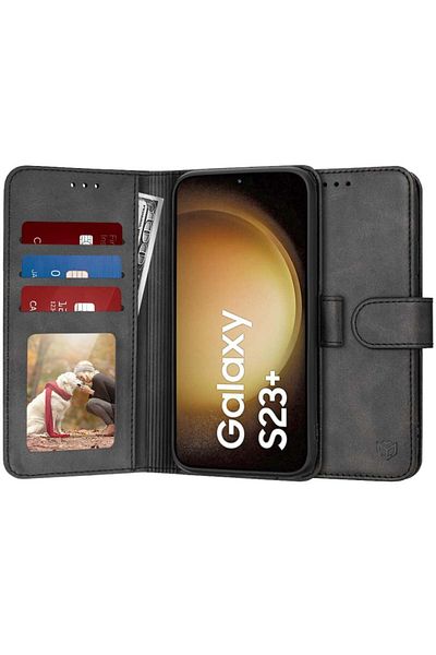SKYDDAR INNOVATION Case for Samsung Galaxy S23 Plus, Diary Book, book type, with Inner Wallet, Black, sticker set