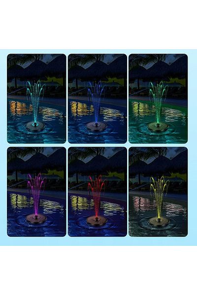 Hessa Fantana Arteziana 7-in-1 Plutitoare pe Apa cu Incarcare Solara si Iluminare LED Multicolor, 16 cm