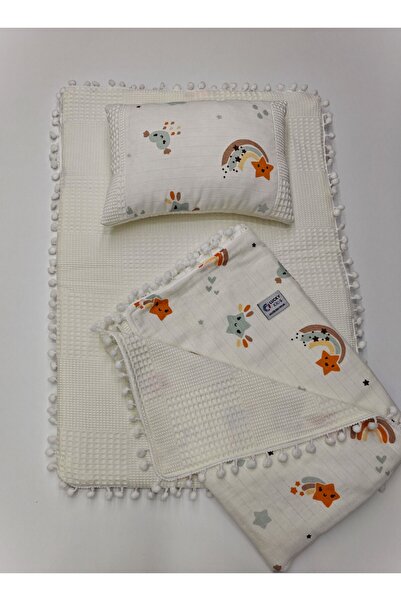 Lucky Kids طقم حفاضات مكون من 3 قطع على الوجهين، قماش الموسلين والبيكيه، بطان...