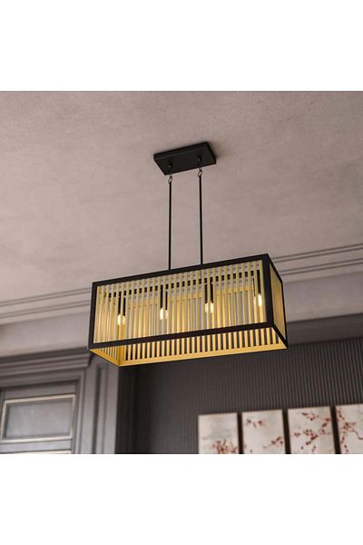 Ucandle Classic black and gold rectangular ceiling chandelier