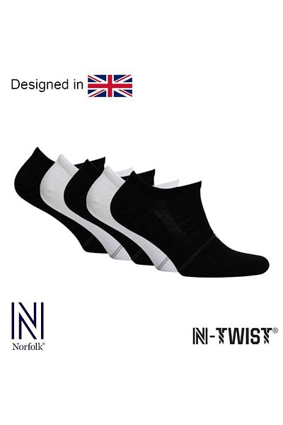 NORFOLK Fresh N-Twist Premium Бамбукови и Памучни Ежедневни Спортни Чорапи Черно/Бело 5 Чифта - Kraft Box
