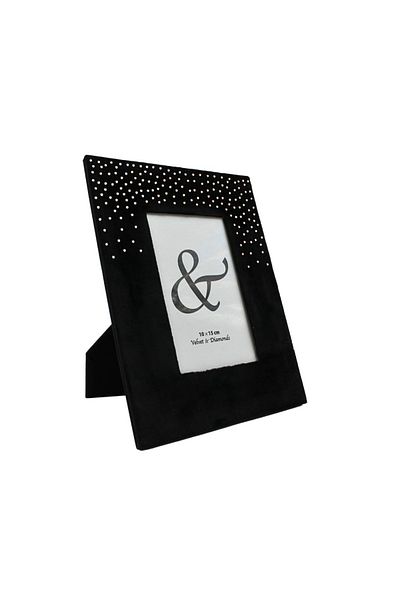 Gift Design Elegant Photo Frame 18x23 cm – Velvet, Black with Crystals