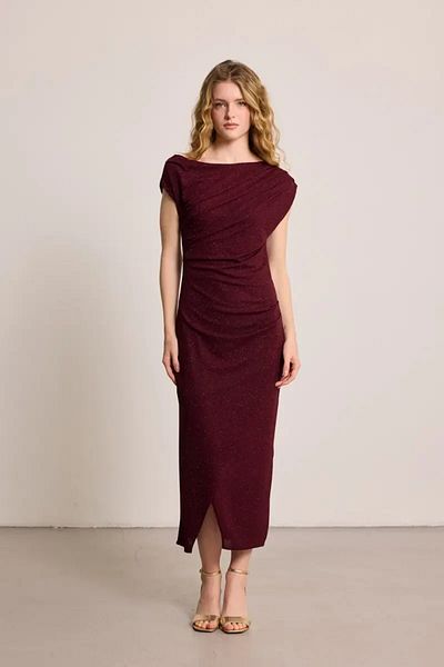 Gusto Μακρύ βραδινό φόρεμα με ασημί κορδόνι - Claret Red