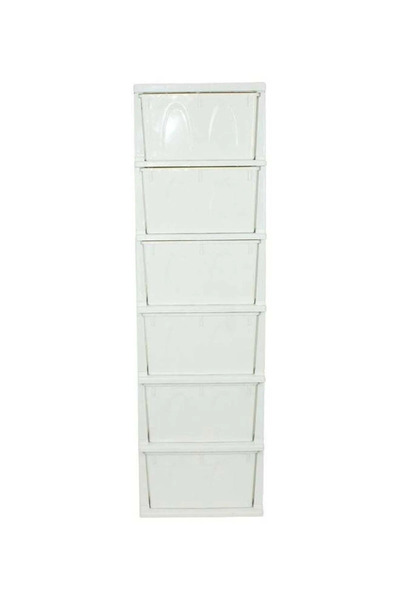 COOYA Drawer storage cabinet,6 layers,multifunctional,floor-standing,sturdy and durable,with wheels,white