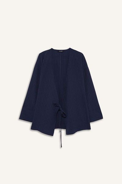 DeFacto Relax Fit 2-Piece Set Seersucker Textured Long Sleeve Kimono Trousers F4095Ax25Sm