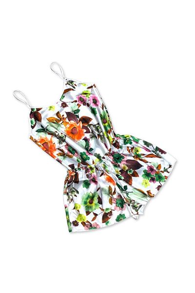 Intisimo Women's Pajamas, Satin, 2 Pieces, Bouquet, White